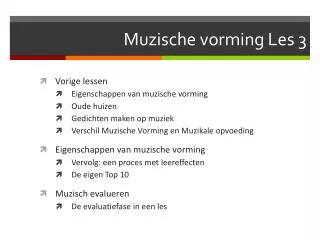 muzische vorming les 3