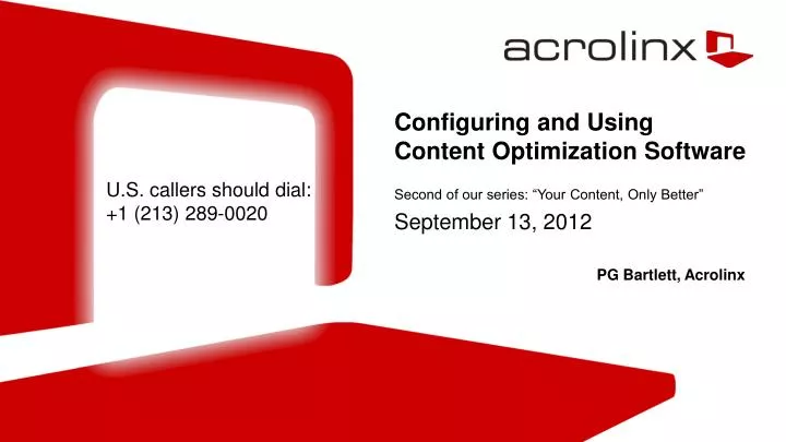 configuring and using content optimization software