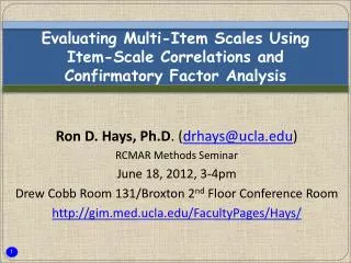 Evaluating Multi-Item Scales Using Item-Scale Correlations and Confirmatory Factor Analysis