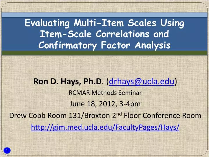 evaluating multi item scales using item scale correlations and confirmatory factor analysis