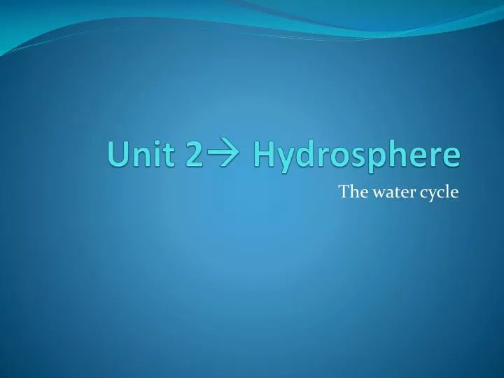 unit 2 hydrosphere