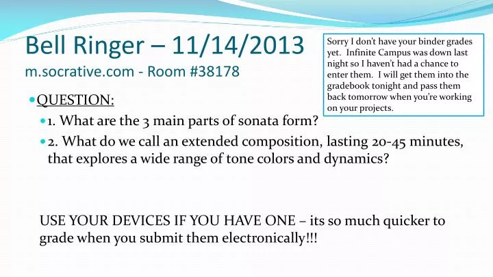 bell ringer 11 14 2013 m socrative com room 38178