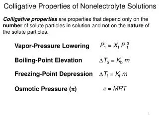 Colligative Properties of Nonelectrolyte Solutions