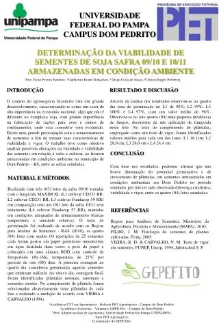 determina o da viabilidade de sementes de soja safra 09 10 e 10 11 armazenadas em condi o ambiente