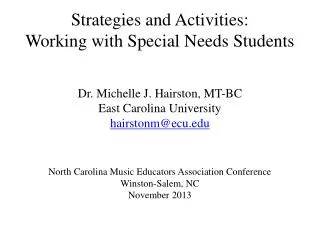 Strategies and Activities: Working with Special Needs Students