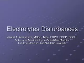 Electrolytes Disturbances