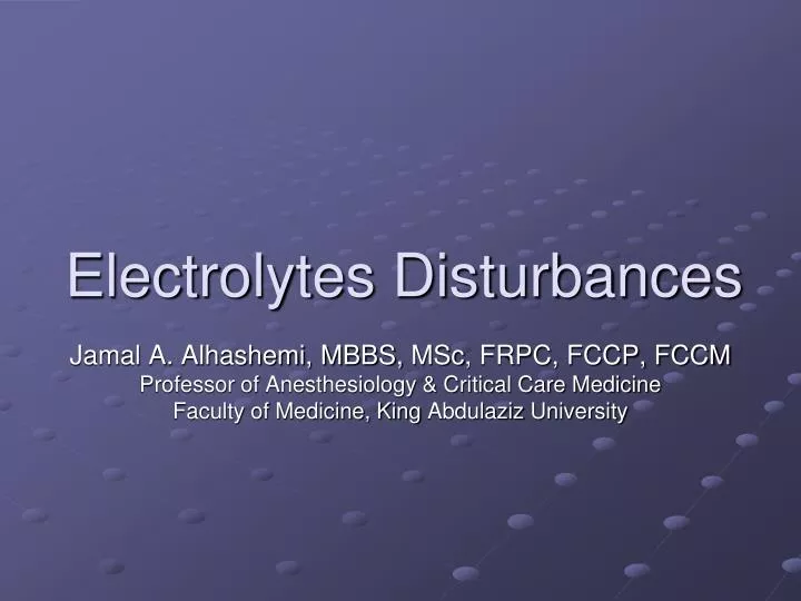 electrolytes disturbances
