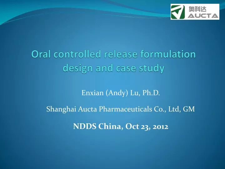 oral controlled release formulation design and case study