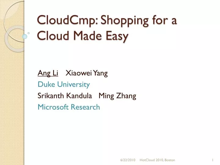 cloudcmp shopping for a cloud made easy