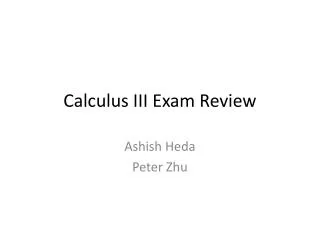 Calculus III Exam Review