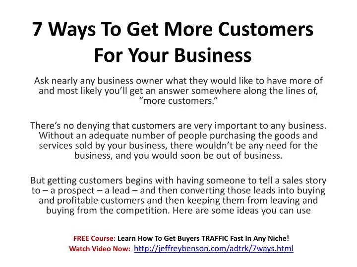 7 ways to get more customers for your business