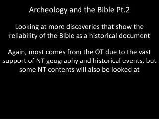 Archeology and the Bible Pt.2