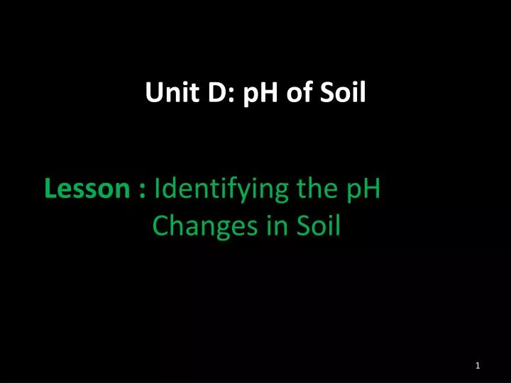 unit d ph of soil