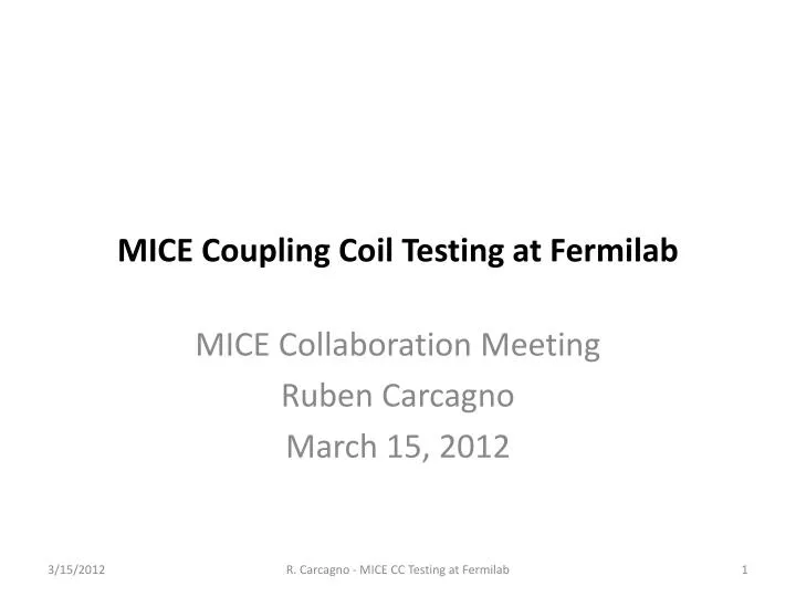 mice coupling coil testing at fermilab