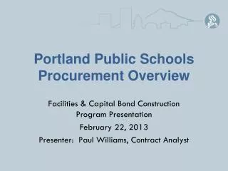 Portland Public Schools Procurement Overview