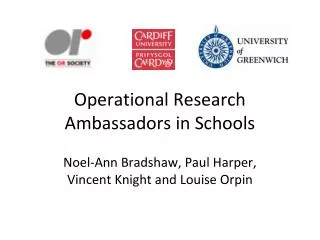 Operational Research Ambassadors in Schools