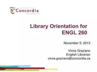Library Orientation for ENGL 260