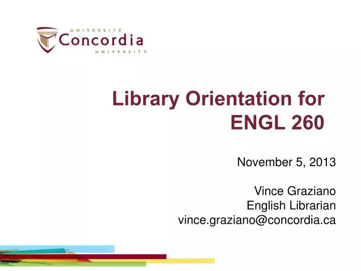 library orientation for engl 260