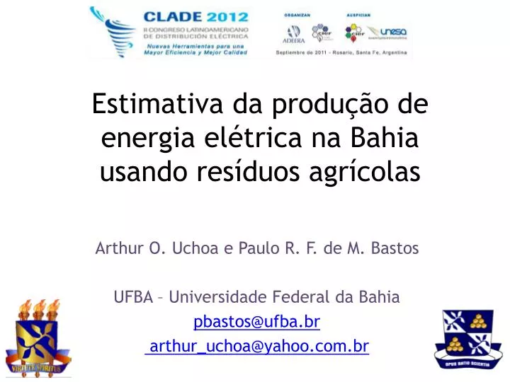 estimativa da produ o de energia el trica na bahia usando res duos agr colas