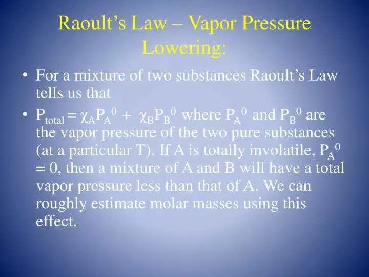 raoult s law vapor pressure lowering