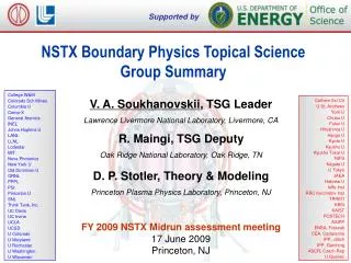 NSTX Boundary Physics Topical Science Group Summary