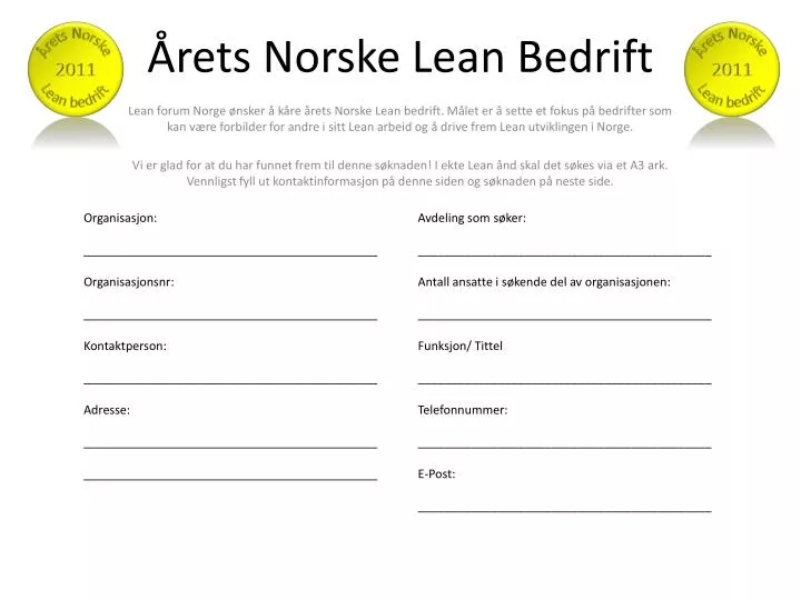 rets norske lean bedrift