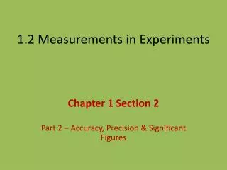 1.2 Measurements in Experiments