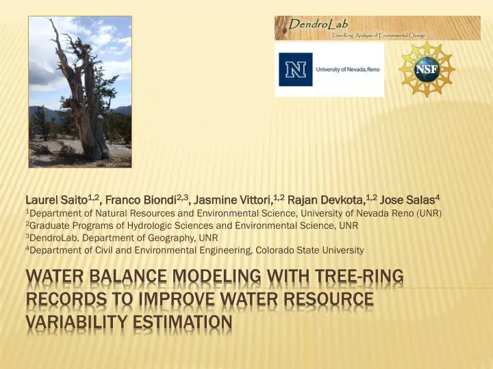 water balance modeling with tree ring records to improve water resource variability estimation