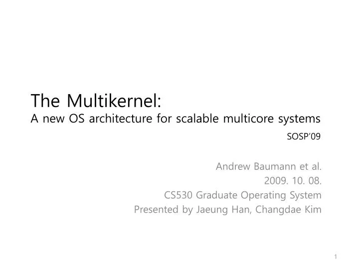 the multikernel a new os architecture for scalable multicore systems