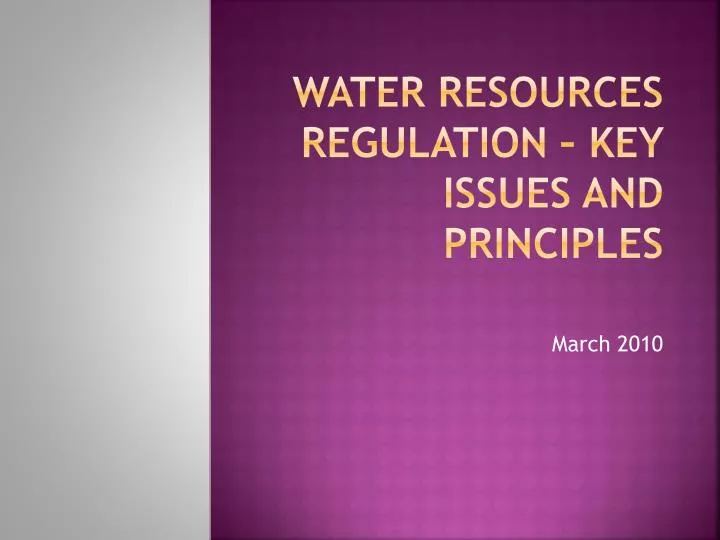 water resources regulation key issues and principles