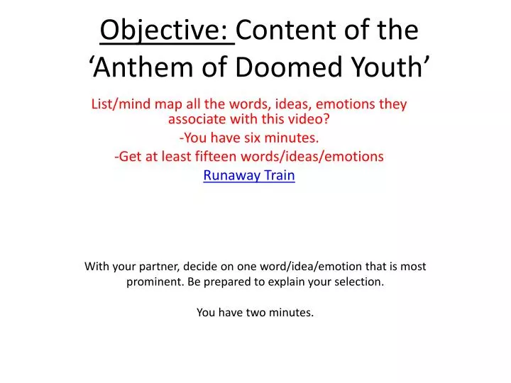 objective content of the anthem of doomed youth