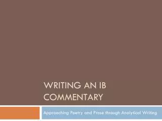 Writing an IB Commentary