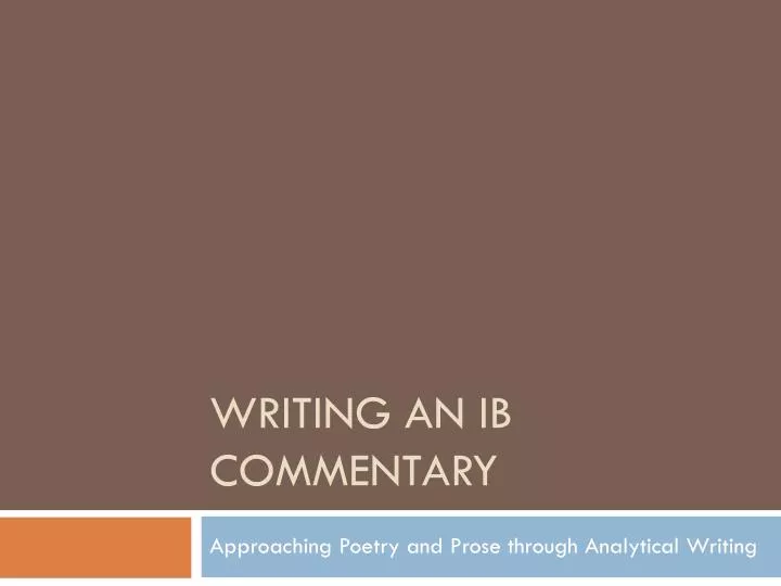 writing an ib commentary