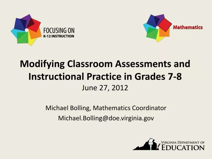 modifying classroom assessments and instructional practice in grades 7 8 june 27 2012