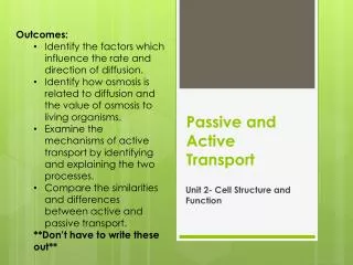 Passive and Active Transport