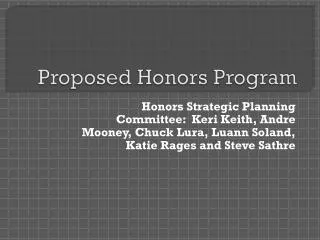 Proposed Honors Program