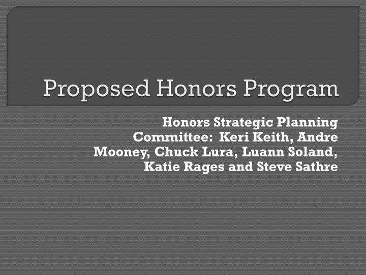 proposed honors program