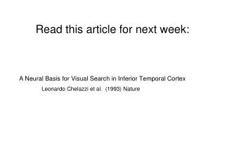 Read this article for next week: