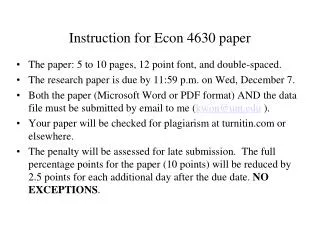 Instruction for Econ 4630 paper