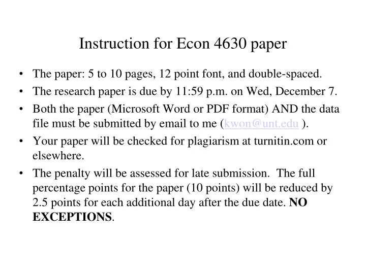 instruction for econ 4630 paper
