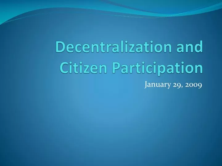 decentralization and citizen participation