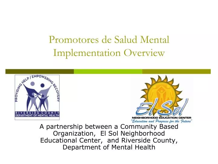 promotores de salud mental implementation overview