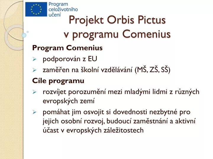 projekt orbis pictus v programu comenius