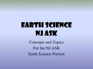 EARTH SCIENCE NJ ASK
