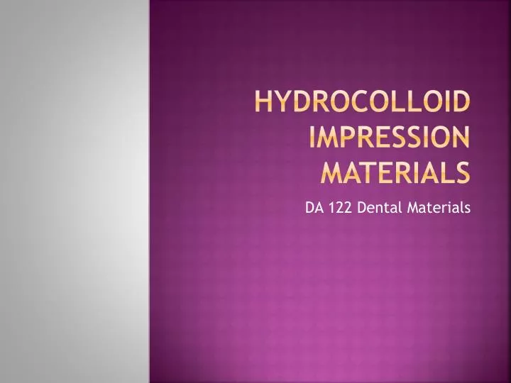 hydrocolloid impression materials