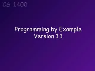 Programming by Example Version 1.1