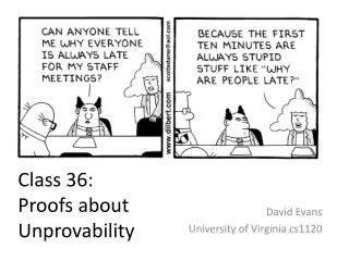 Class 36: Proofs about Unprovability