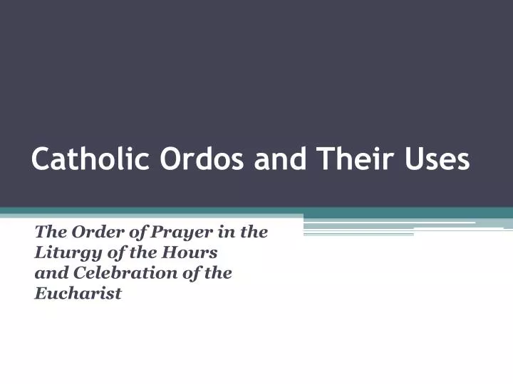 catholic ordos and their uses