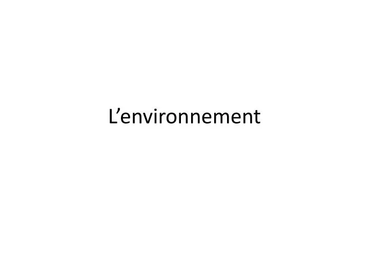 l environnement