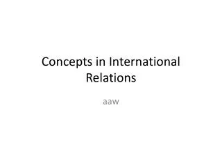 Concepts in International Relations
